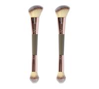 2 Pack Dual-Ended Makeup Brushes - Angled & Round Foundation Brushes for Contouring, Blending - Premium Luxe Hair for Cream, Liquid and Powder Application, Any Look (A2-1 * 2)