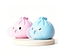 2 Pack Dumpling Squishy Fidget Toy, Soft Slow Rebound Squeeze Sensory Toy, Portable Desk Stress Relief Toy for Kids Adults (Pink Blue)