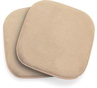 2 Pack Durable Textured Chenille Memory Foam Seat Pads L40 x W40cm (Latte)