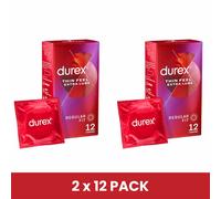 2 PACK - Durex THIN FEEL EXTRA LUBE Regular Fit Condoms - Pack of 12
