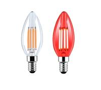 2 Pack E14 C35 Red LED Light Bulb, 4W Candle LED Filament Bulb Equivalent 40W, Small Edison Screw, 220V Red Decorative Light Bulb for Halloween, Christmas, Party, Clear Glass