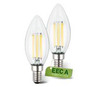 2 Pack E14 LED Light Bulb 2.5W Candle Warm White Light 2700K 525 lm EEC A