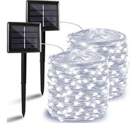 2-Pack Each 72FT 200 LED Solar String Lights Outdoor, Solar Christmas Twinkle Lights Outside Waterproof Copper Wire with 8 Modes (Cool White)