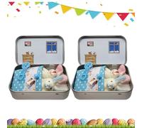 2 Pack Easter Bunny in Tin Box, Bunny Stuffing Doll Toy, Pocket Hug Bunnies Doll for Kids, Cute Easter Basket Fillers Gift for Children Friends