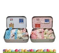 2 Pack Easter Bunny in Tin Box, Bunny Stuffing Doll Toy, Pocket Hug Bunnies Doll for Kids, Cute Easter Basket Fillers Gift for Children Friends