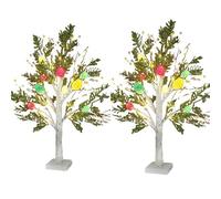 2 Pack Easter Decorations Easter Tree with Eggs, 24LED & 24 Pastel Egg Ornaments, Battery or USB Powered White Birch Twig Tree Light Tabletop Decoration for Home, Holiday Party (White Birch Tree)
