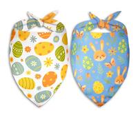 2 Pack Easter Dog Cat Bandana Holiday Bunny and Carrot Bandana for Spring and Easter Celebrations for Small Medium and Large Dogs