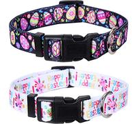 2 Pack Easter Dog Collar Adjustable Nylon Pet Collars Easter Egg Medium
