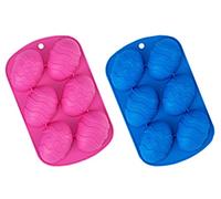 2 Pack Easter Egg Shaped Silicone Cake Mold 6-Cavity Chocolate Cook Trays for DIY Candy Chocolate Jelly Fondant Making