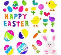 (2 Pack) Easter Gel Window Stickers - 4 Sheets - Gel Clings