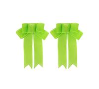 2 Pack Easter Wreath Bows, 18x25 cm, Handmade Imitation Linen Ribbon Bow Accessories, Solid Color Bows for Easter Party Decoration (Green)