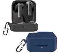 [2-Pack] easyBee Case Compatible with CMF Nothing Buds Pro 2 Wireless Earbuds, 2 Carabiner Anti-Lost Straps, Liquid Silicone Case, Shockproof Protective Case, Bluetooth Headphones Bag - Black Blue