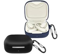 [2-Pack] easyBee Case Compatible with Huawei FreeArc Open Ear Earbuds [with 2 Carabiners], Liquid Silicone Case, Ultra Thin, Shockproof, Protective Case, Bluetooth Headphones Case, Black and Blue