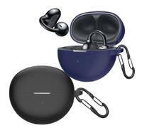 [2-Pack] easyBee Case Compatible with Huawei FreeClip Open Ear Earbuds [with 2 Carabiners], Liquid Silicone Case, Ultra Thin, Shockproof Protective Case, Bluetooth Headphones Case, Black and Blue