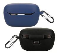 [2 Pack] easyBee Case Compatible with JBL Endurance Race 2 Headphone Charging Cover with 2 Keychain, Soft Liquid Silicone Ultra Thin Shockproof Protective Kit - Black and Blue