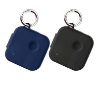 [2 Pack] easyBee Case Compatible with Nothing Ear (3) Earbuds Charging Cover, 2 Keychain Anti-Lost Strap, Soft Liquid Silicone Ultra Thin Shockproof Protective Kit - Black and Blue