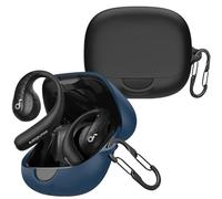 [2-Pack] easyBee Case Compatible with Soundcore AeroFit Pro Open-Ear Headphones [with 2 Carabiners], Liquid Silicone Case, Ultra Thin, Shockproof Protective Case, Bluetooth Headphones Bag - Black and
