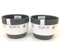 2 Pack ECOPOTS Stockholm 16 Grey Plant Pot New F1