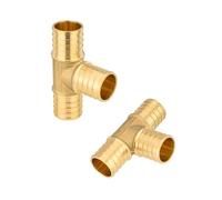2-Pack EFIELD Barb Crimp Pex Fittings 1" x 1" x 1" Inch Tee Brass Fittings For Pex Tubing Connection, ASTM F1807,(PEX1807074-2PCS)