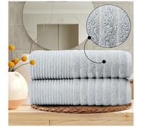 2-Pack Egyptian Cotton Bath Sheets - 650 GSM Luxury Large Bathroom Towels, Super Soft, Quick Dry & Highly Absorbent - Washable Bath Sheets for Spa, Gym & Home Use (90x140 cm) - Silver