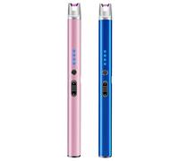 2 Pack Electric Candle Lighter USB Rechargeable Lighters Windproof Plasma Arc Lighters Flameless Type C Long Lighter with Safety Switch for Candle BBQ Camping Birthday Fireworks(Pink)