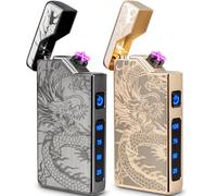 2 Pack Electric Rechargeable Plasma Lighter, Windproof and Flameless, Electronic Arc Dragon Lighter for Men, Birthday Gifts for Him Men Dad Friends