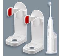 2 Pack Electric Toothbrush Holder Wall Mounted - Adjustable Adhesive Backed Bathroom Organiser - Waterproof Toothbrush Stand for Family Compatible with Oral-B Philips Sonicare