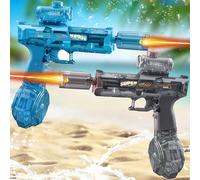 2 Pack Electric Water Guns, 320CC Large Capacity Water Gun, Ultra Long Range, Ultra Long Standby, Children'S And Adult Outdoor Electric Water Guns With Flash (1Pack Grey+1Pack Blue)