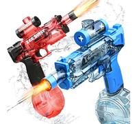 2 Pack Electric Water Guns for Kids Adults, Automatic Water Pistols Squirter Toys with LED Lights, Summer Outdoor Summer Pool Water Pistol Toys for Boys Girls, Blue and Red