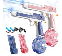 2 Pack Electric Water Pistol Guns for Adults & Kids, Up to 30 FT Long Range Squirt Guns 450CC+60CC Water Gun Summer Pool Beach Party Girls Children Kids