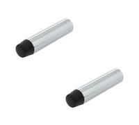 2 Pack Elegant Cylinder Wall Mounted Door Stop in Polished Chrome Finish - Rubber Stopper Protector