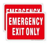 2 Pack Emergency Exit Only Signs, 10x7 Inches Aluminum Emergency Exit Sign
