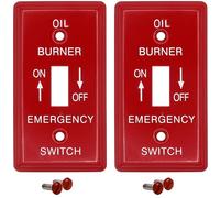 (2 PACK) Emergency Oil Shut-off Toggle Switch Wall Plate, 1-Gang Utility Size, Heavy Duty, Red Painted Metal, With White Silk-Screened Lettering, Very Noticeable, Code Compliant, Light Switch Covers