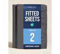 2 Pack Emperor Dark Grey Fitted Sheets 200x200cm - 40cm (16") Inch Deep Pocket - Brushed Microfibre - Soft, Wrinkle & Fade Resistant Bed Sheets - Breathable, Hypoallergenic & OEKO-TEX Certified