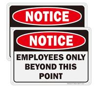 2 Pack Employees Only Beyond This Point Signs, 10x7 inches Aluminum Notice- Employees Only Sign, Fade Resistant, UV Protected, Weather, Durable Ink, Easy To Mount