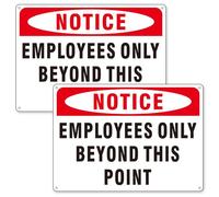 (2 Pack) Employees Only Beyond This Point Signs, Aluminum Staff Only Sign, Employees Only No Unauthorized Entry - Weatherproof Metal Signs with Pre-Drilled Holes - Easy to Install (10x7 inches)