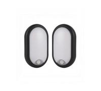 2 Pack Energizer 14W Pir Oval Led Bulkhead Wall Light Fittings With Pir Motion Sensor, 1200 Lumen, 4000K Cool White