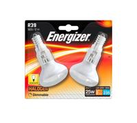 2 Pack Energizer 20W (25W) Eco Halogen Bulbs, R39 Reflector, 100% Dimmable Lamps, E14 Ses, 235Lm, 2700K Warm White