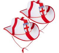 2 Pack England Cowboy Hat - St George Cross Western Fancy Dress Hats English Flag Party Accessory for Rugby Cricket Football World Cup Euros St George’s Day Festivals and Sporting Events
