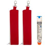 2 Pack Epipen Medical Carry Case Insulated,EpiPen Carrying Case with Clip,epi Pen Holder Pouch,Travel Medication Organizer Bag Emergency Medical Pouch for 2 EpiPen Allergy Medicine Essentials(Red)