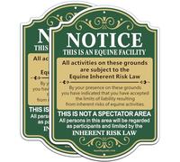 2 Pack Equine Liability Sign, Statute Horse Barn Stable Farm Sign, 14"x10" Rust Free Aluminum Equine Facility Liability Signs, Fade/Weather Resistant, UV Protected, Indoor/Outdoor Use, Easy to Mount
