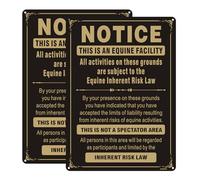 2 Pack Equine Liability Signs -This is An Equine Facility Not Spectator Area Risk Law Warning,10x14 Inch Statute Horse Barn Stable Farm Sign Reflective Rust-Free Aluminum, Weatherproof & UV Protected