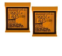 2 PACK Ernie Ball 2252 Classic Pure Nickel Hybrid Slinky Electric Guitar Strings 9-46