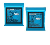 2 PACK Ernie Ball 2255 Classic Pure Nickel Extra Slinky Electric Guitar Strings 8-38