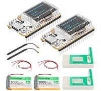 2 Pack ESP32 LoRa V3 Module Board with 3000mAh Battery Set - with 915MHz Antenna and SX1262 LoRa V3 Case Devices for Meshtastic Arduino LoRawan IOT