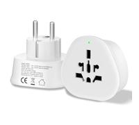2 Pack EU Plug Travel Adapter, UK/US/Canada/Swiss/Brazil/AU/China to Europe Schuko Pin Converter, Worldwide Socket to Germany/French Plug Converter, Type B/J/I/L/N/G Convert to Type E/F Plug (840DE)