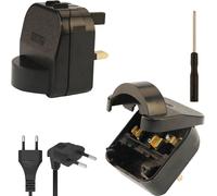 2 Pack EU to UK Plug Adapter, 2 Pin to 3 Pin Adapter Plug UK with 13A Fuse, Conv