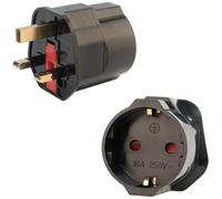 2 Pack EU to UK Plug Adapter, European to UK Plug Adaptor 2 Pin To 3 Pin Plug Adapter, European Adapter, Type C/E/F Europe Germany France Spain to British Type G, Black (Black)