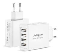2 Pack EU Travel Adapter Charger UK to European Plug Adapter, Europe Travel Adapter EU with 4 USB A, European to UK Plug Adaptor for France Spain Portugal Germany Iceland Greece Denmark Turkey, etc