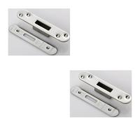 2 Pack - Euro Cylinder Deadlock Forend Strike & Fixing Pack SetBright Steel Radius 150x30mm